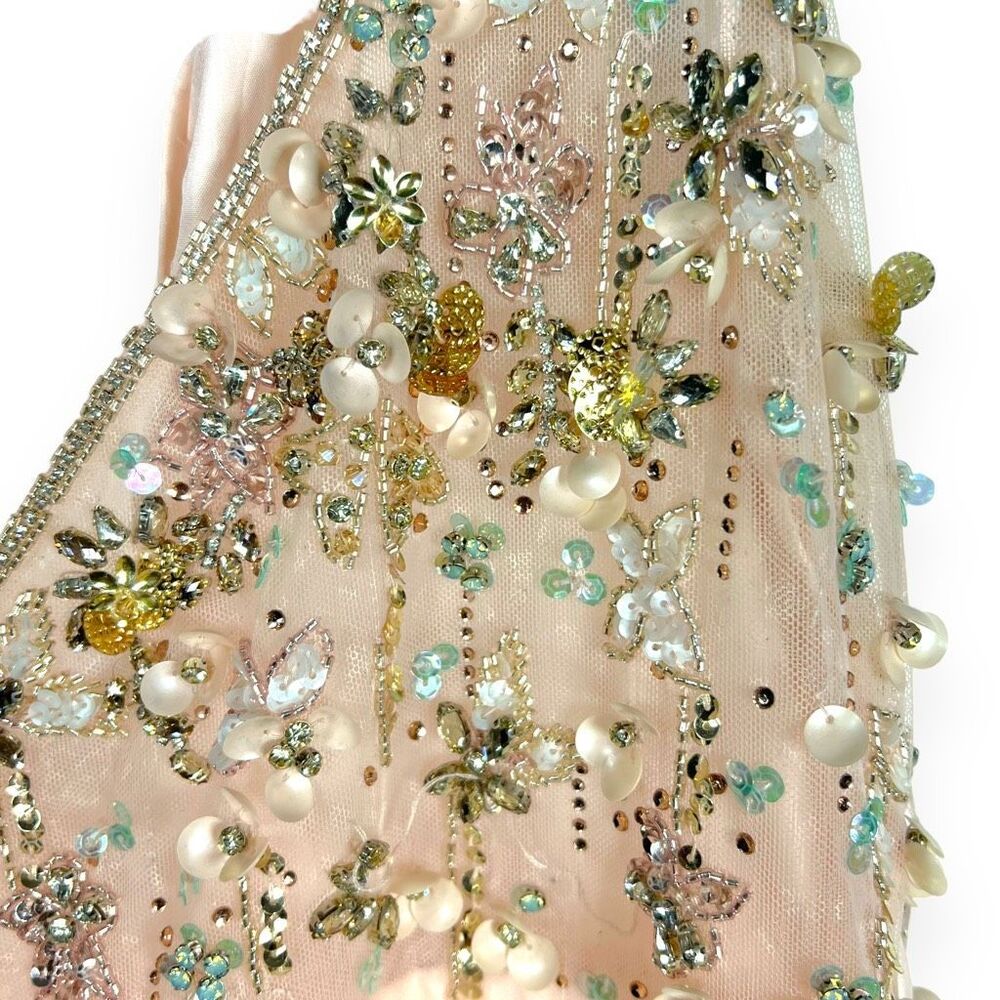 Mac Duggal 50648 Pink Apricot Embellished Tulle Prom Gown Size 16 - Picture 7 of 11